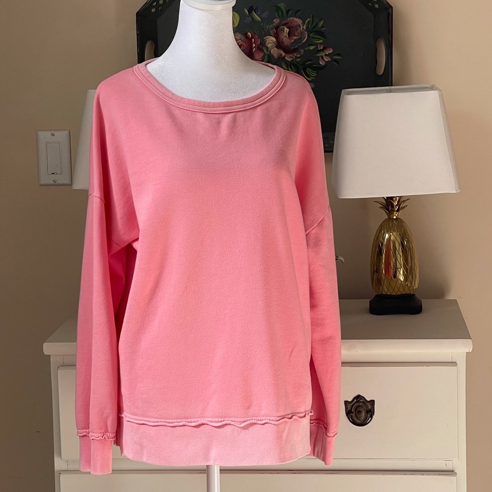 Buffalo David Bitton Pink Crew Neck Sweatshirt Sz S Oversized Athleisure Top